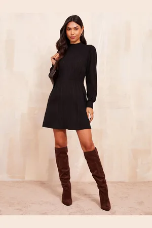 Friends Like These Cosy High Neck Shirred Waist Mini Dress46