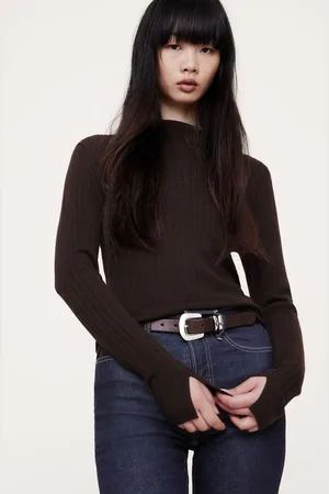 Banana Republic Merino Wool Ribbet Mock Neck TrøjeL