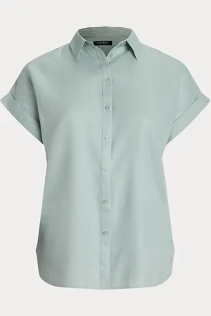 Ralph Lauren Curve Broono Hør Logo Kortærmet Skjorter2X-Large