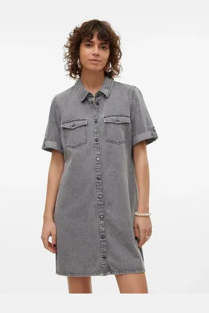 VERO MODA Short Sleeve Button Down Denim DressM 10
