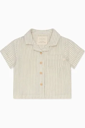 Mori Cream Stripe 100% Cotton Muslin Shirt7480cm