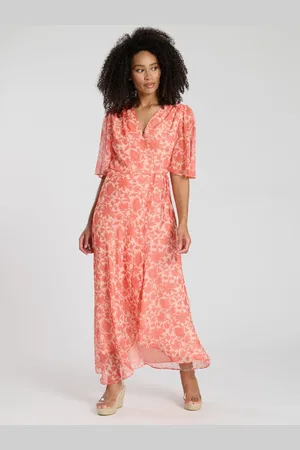South Beach Printed Short Sleeve Wrap Midi Dress36