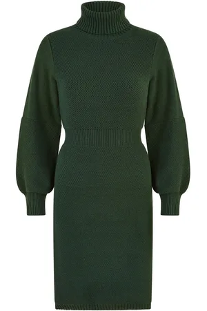 Yumi Roll Neck Knitted Dress With Fitted WaistL