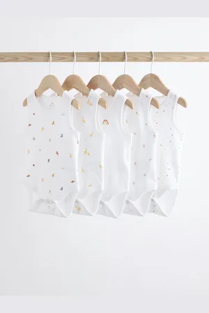 Next 100% Cotton Vest Baby Bodysuits 5 PackOp til 3 måneder (62cm)
