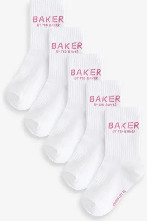 Ted Baker White Socks 5 PackUK 4-6.5
