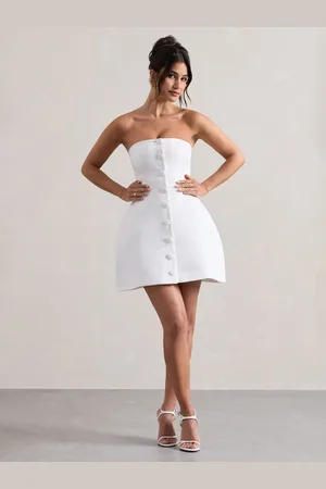 Club L Anniston Bandeau Tailored Buttoned Mini Bridal Dress42