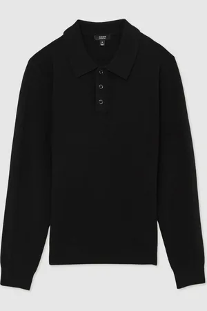 Reiss Kingsley Wool Textured Long Sleeve Polo ShirtS
