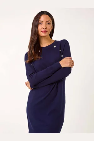 Roman Plain Button Detail Knitted Dress40