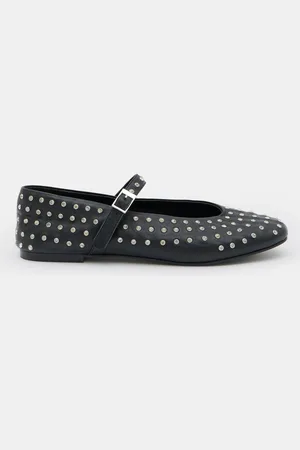 Hush Puppies Diamante Studded MJ Leather Flats