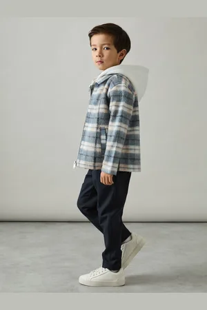 Reiss Ostler Long Sleeved Hooded Check Overshirt9 - 10 år (134 - 140cm)
