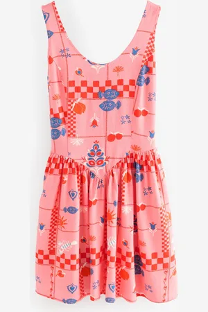 Next Ærmeløs Scoopneck Taljet Mini Kjole med Hør38