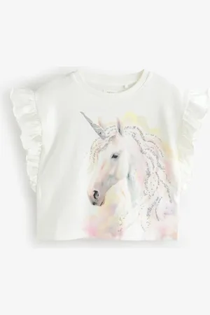 Next Sequin Unicorn Frill Sleeve 100% Cotton T-Shirt (3-16yrs)13 år (158cm)