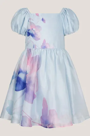 Monsoon Pansy Puff Sleeve Satin Dress10 år (140cm)