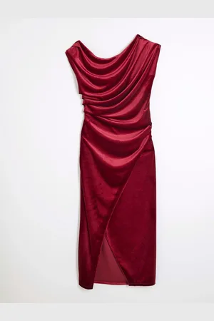 River Island Velvet Drape Midi Kjole38
