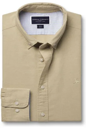 Charles Tyrwhitt Slim Fit Plain Button Down Stræk Vasket Oxford 100% Bomuld SkjorterMiddel