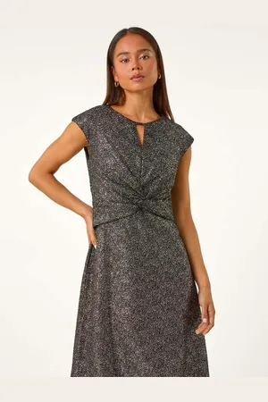 Roman Petite Shimmer Knot Waist Keyhole Dress46