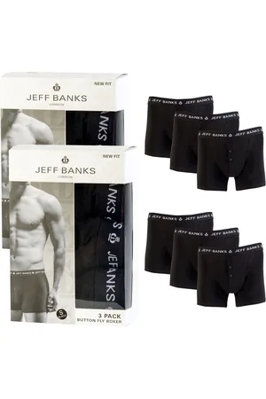 Jeff Banks Bomuld Button Flue Bokser 3 PakkeL