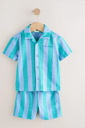 Next Short Sleeves Revere Collar Stripe Shirt And Shorts Set (3mths-7yrs)8086cm