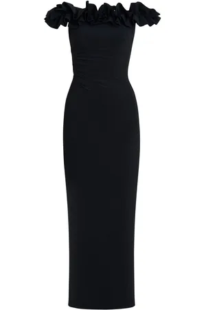 Gina Bacconi Sabrina Jersey Flæsekant Neck Maxikjole44