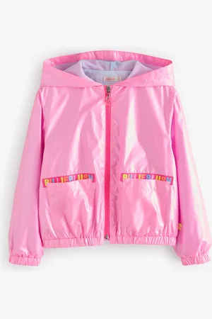 Billieblush Pink Iridescent Logo Zip-Up Hooded Windbreaker Jacket12 år (152cm)