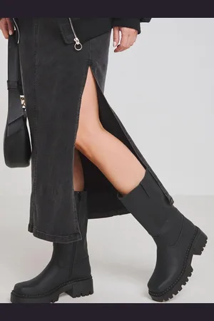 Simply Be Chunky Biker Boots in Extra Wide Fit Curvy Calf