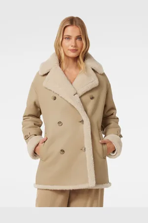 Forever New Alix Vegan Leather Shearling Coat36