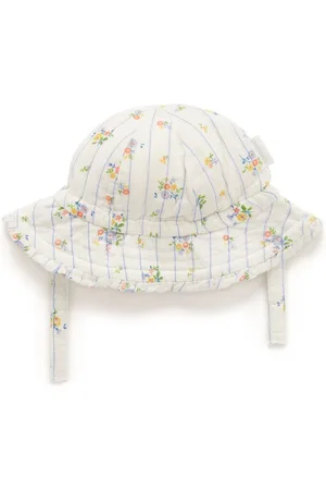 Purebaby Floral Print 100% Cotton Ruffle Sunhatm