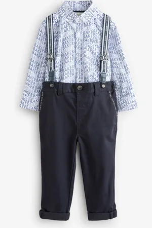 Ted Baker Navy Shirt Trousers and Braces Set9 - 12 måneder (74 - 80cm)