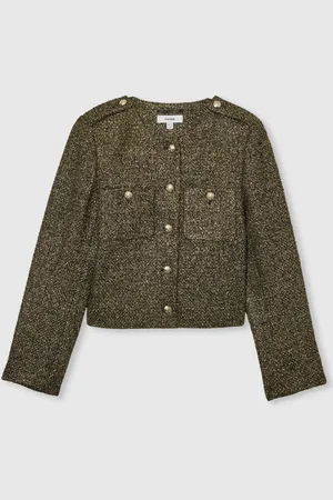 Reiss Wynee Metallisk Strik Afkortet Jakke38