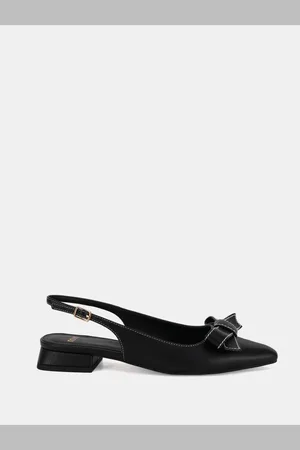 Novo Carlina Bow Detail Point Toe Loe Heel Slingback Shoeseu38