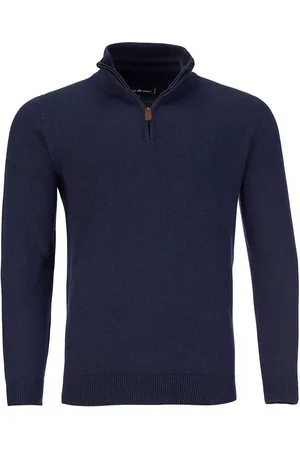 Raging Bull Blue Classic Quarter Zip Cotton/Cashmere Knit JumperXXL