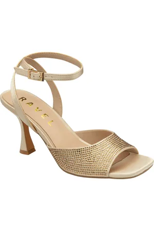 Ravel Peep-Toe Block-Heel Mule Sandals