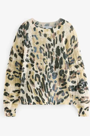 Next Printed Crew Neck Fine Knitted Jumpermedium