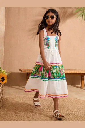 Love & Roses Tropical Tryk Midi Holiday Kjole (5-16år)9 år (134cm)