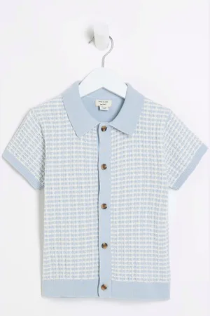 River Island Boys Textured Revere Knit 100% Cotton Polo Shirt98104cm