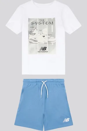 New Balance Kids The System Graphic 100% Cotton T-Shirt And Shorts Set166168cm