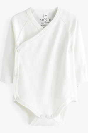 Mori Organic Cotton & Bamboo Long Sleeve Kimono Bodysuit6 - 9 måneder (68 - 74cm)