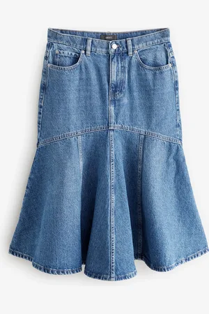 Next 100% Cotton Denim Fishtail Midi Skirt50