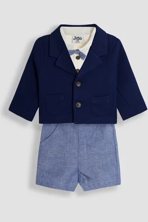 JoJo Maman Bébé 4-Piece Shirt & Trousers Set With Blazer & Bow Tie8086cm