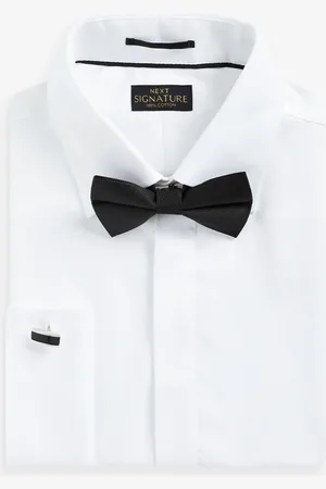 Next Signature Occasion 100% Cotton Shirt And Black Bow Tie Pack37cm R (UK 14.5R)