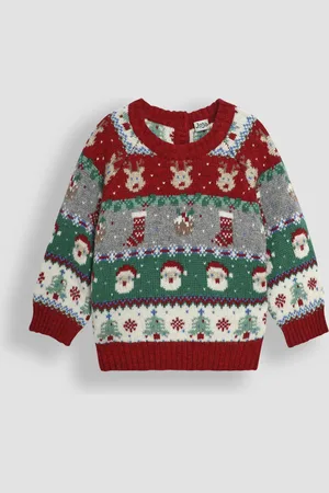 JoJo Maman Bébé Knitted Christmas Festive Friends Fair Isle Jumper4 - 5 år (104 - 110cm)