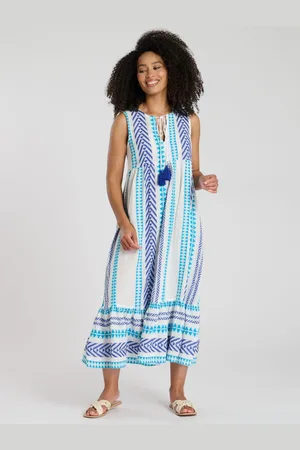 South Beach Jacquard Sleeveless 100% Cotton Midi Dress