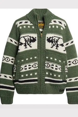 Superdry Chunky Knit mønstret Zip Through TrøjeS