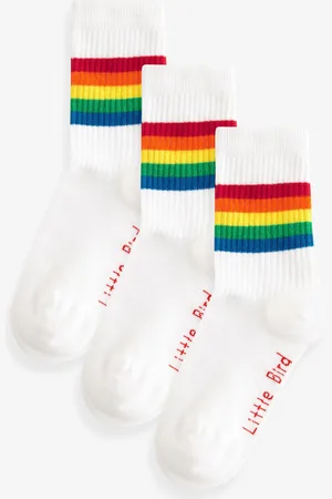 Little Bird Rainbow Stripe Tube Socks 3 PackUK 3 - 5.5 Jnr.