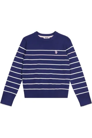 U.S. Polo Assn. U. S. Polo Assn U. S. Polo Assn. Girls Blue Stripe Crew Jumper7 - 8 år (122 - 128cm)