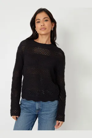Threadbare Long Sleeve Pointelle Crochet Knit Jumper38