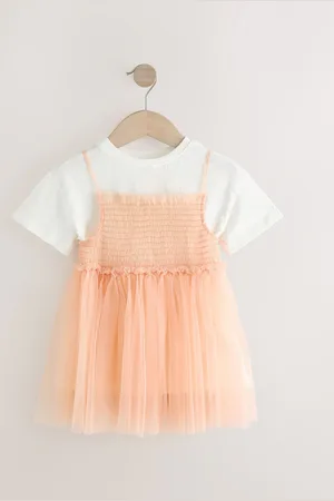 Next Short Sleeve Mesh Dress & T-Shirt Set (3mths-7yrs)9 - 12 måneder (74 - 80cm)