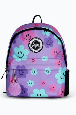 Hype . Unisex Purple Happy Flower Print Backpacken