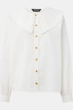 Whistles 100% Cotton Collar Detail Top44