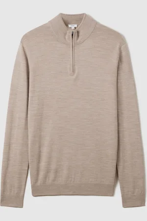 Reiss Blackhall Merino Wool Half-Zip Funnel Neck JumperM